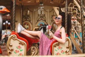 Fun and Carefree Carousel Ride  Theme Park